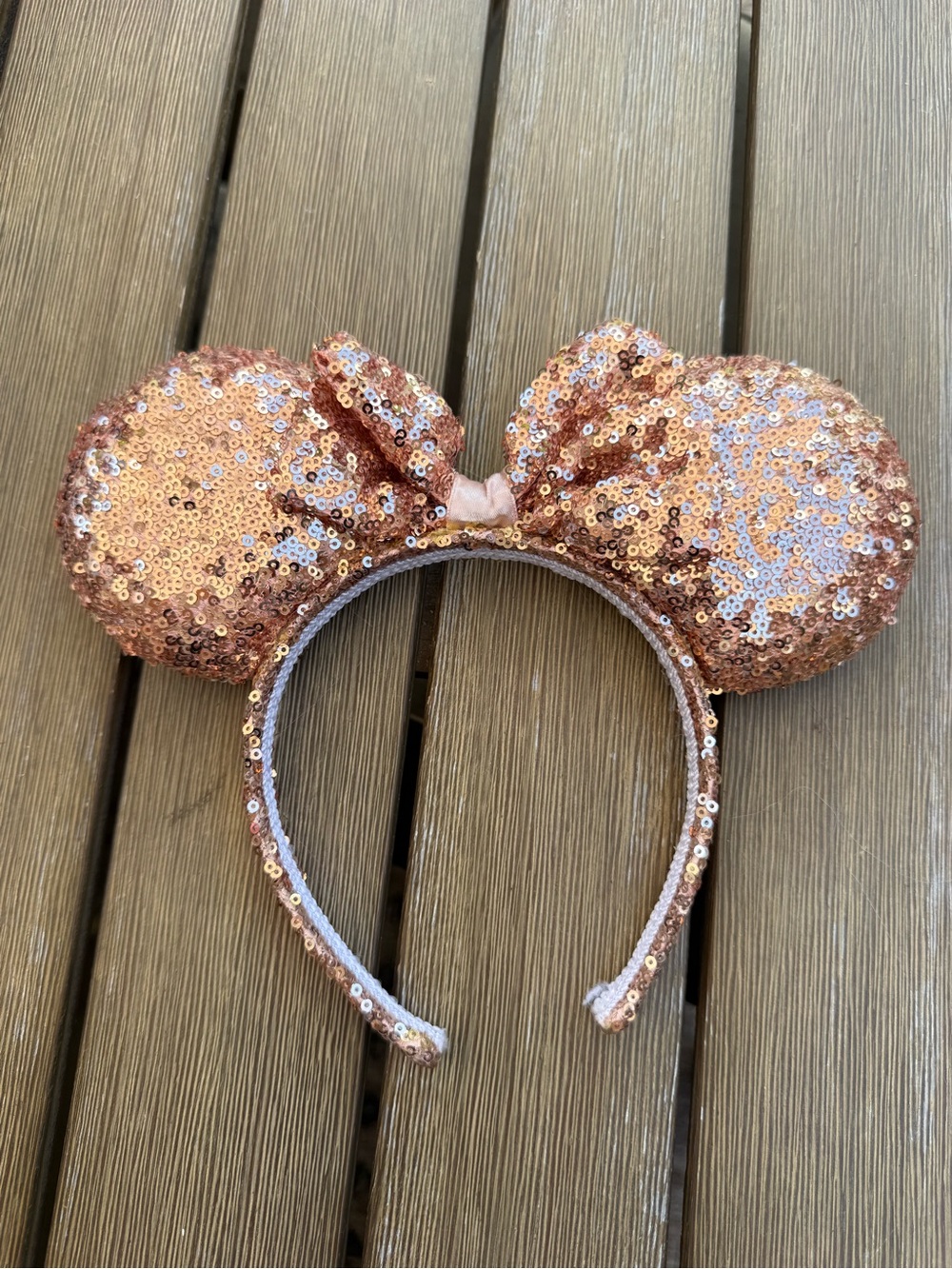 Disney Parks Rose Gold Sequin Minnie Mouse Ear Headband